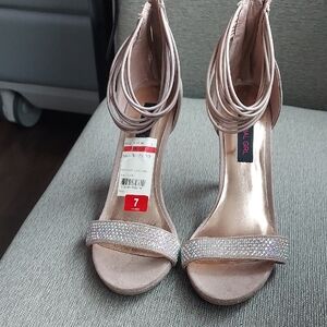 Material Girl Sparkling Rhinestone Heels - Blush